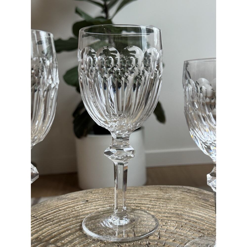 Waterford Curraghmore Cordial Hock Crystal Wine Glasses Knob Stem Trio Set Of 3 - Picture 3 of 13
